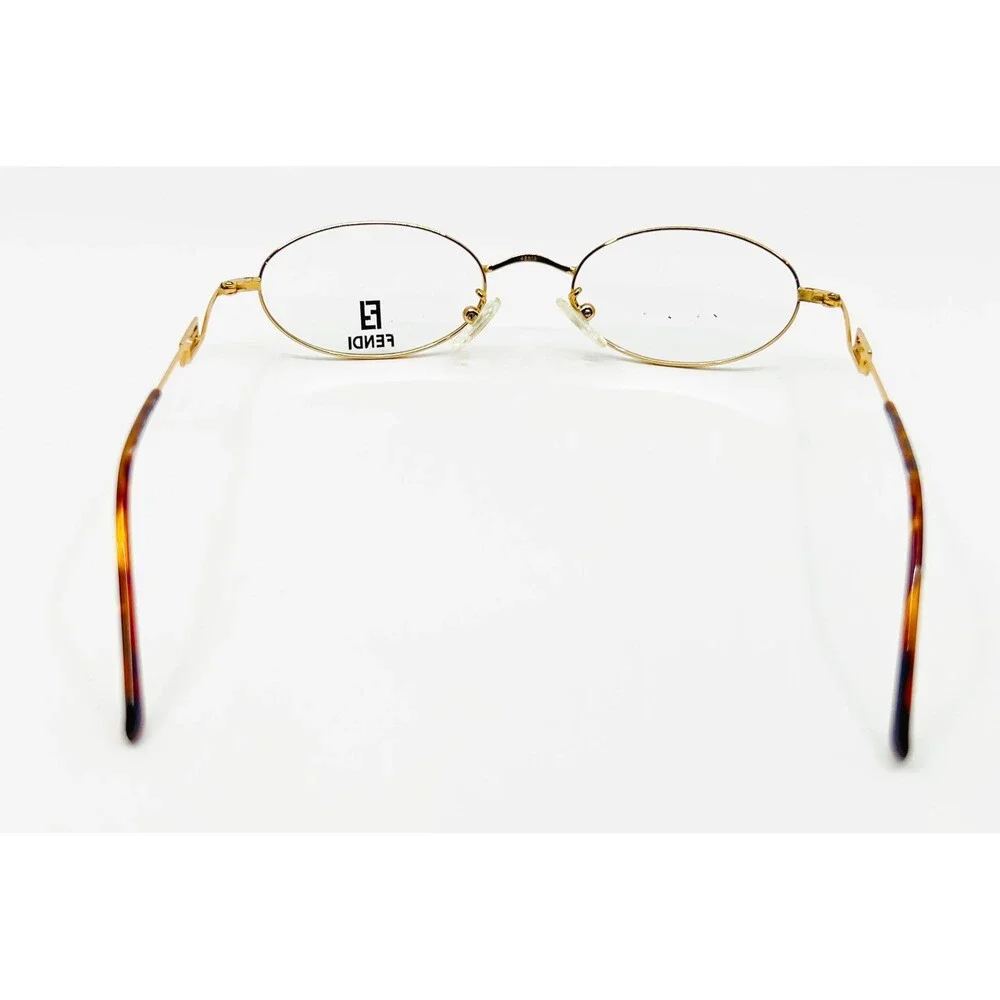 Fendi Eyeglasses Womens Gold Oval Frames F88 Golden Glimmer 48-18-135